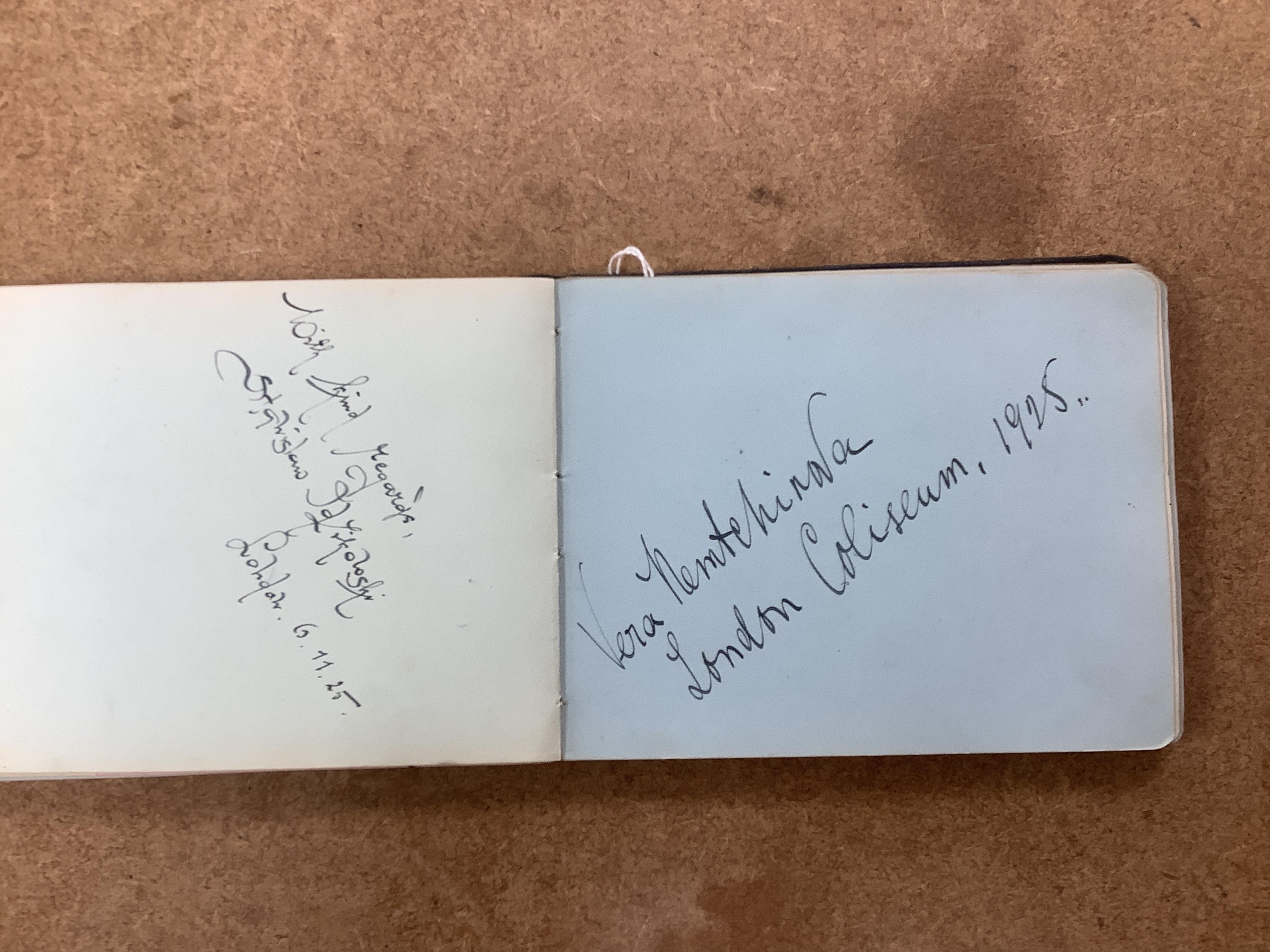 A mid 1920s autograph album containing signatures from the world of classical music, collected by Joan Wynn Reeves, daughter of the violinist and conductor Herbert Wynn Reeves, including a hand written letter from Sir Ed